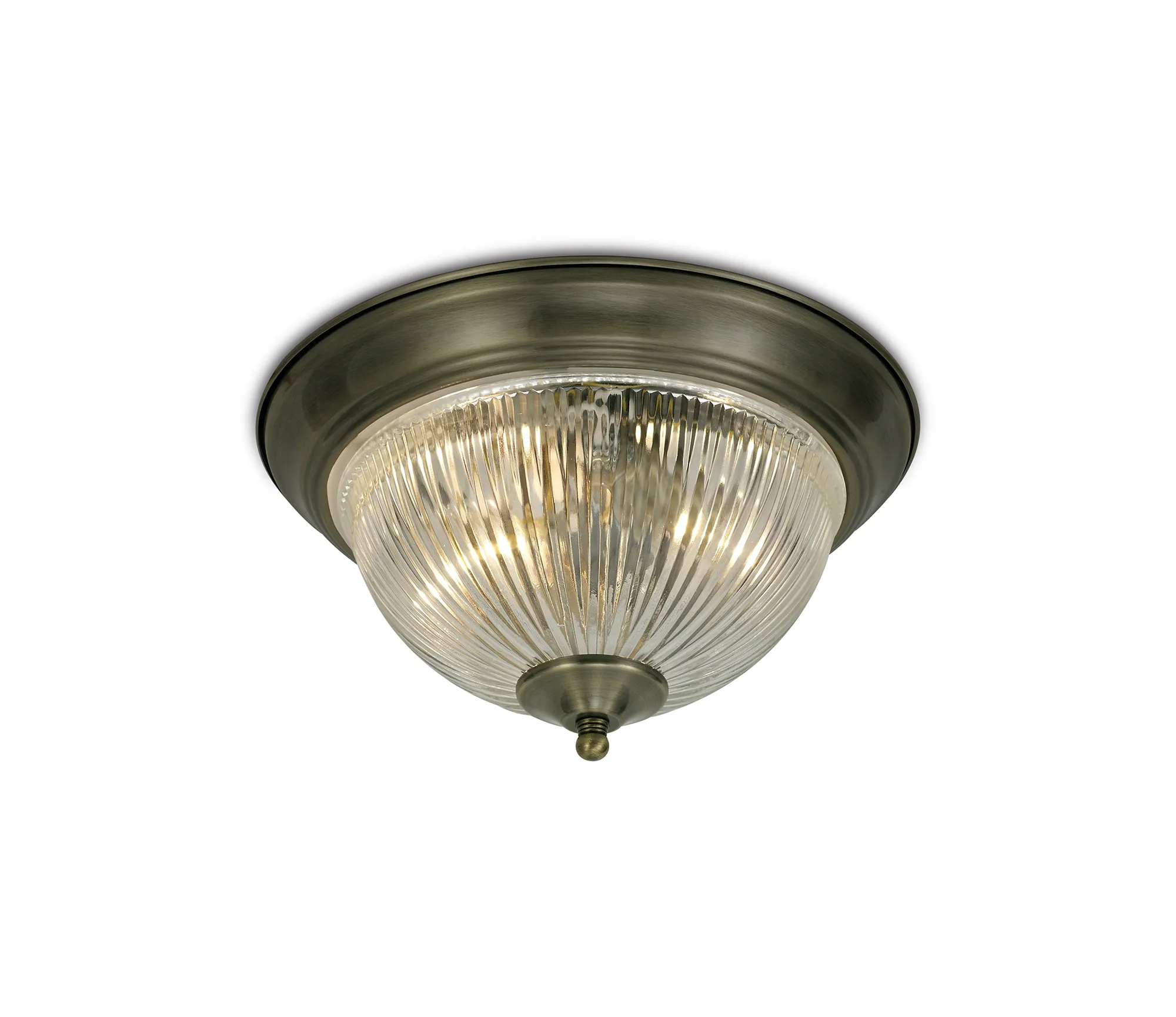 D0405  Macy Glass IP44 Flush Ceiling 2 Light Antique Brass